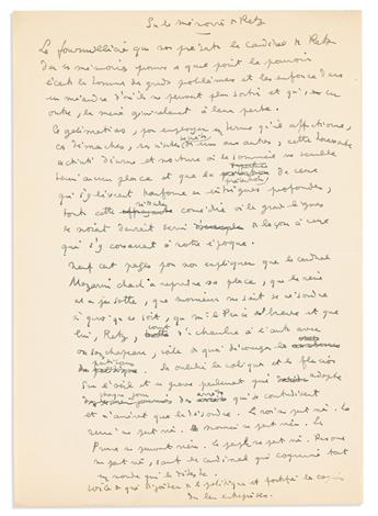 COCTEAU, JEAN. Group of 10 Autograph Manuscripts, including 5 Signed, brief or fragmentary working drafts of reviews for books or films